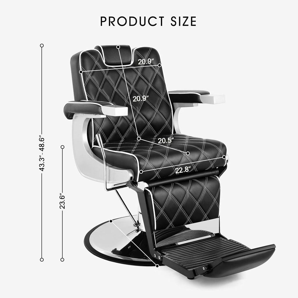 All Purpose Barber Chair Reclining for Barbershop (Black) | Heavy Duty with Footrest and Headrest, Shampoo Spa