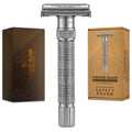 Adjustable Double Edge Safety Razor + Luxury Case. Smooth, Reusable, Eco-Friendly (The Emperor “Frosted Chrome”)