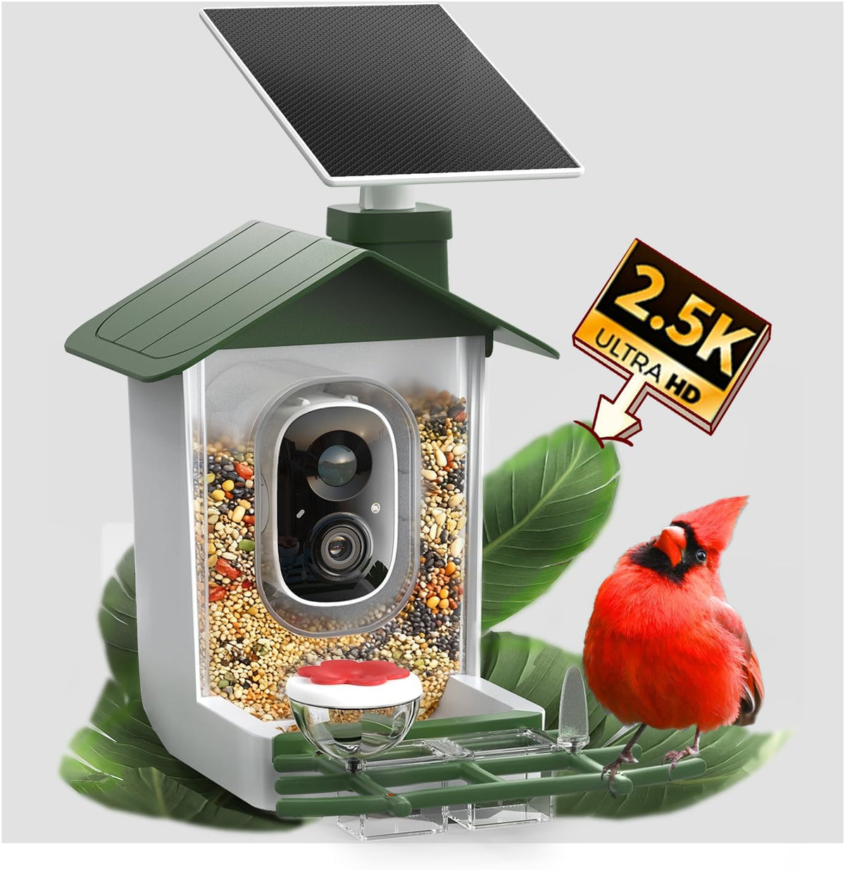 5MP Smart Bird Feeder with Camera, 30% Faster Solar Charging