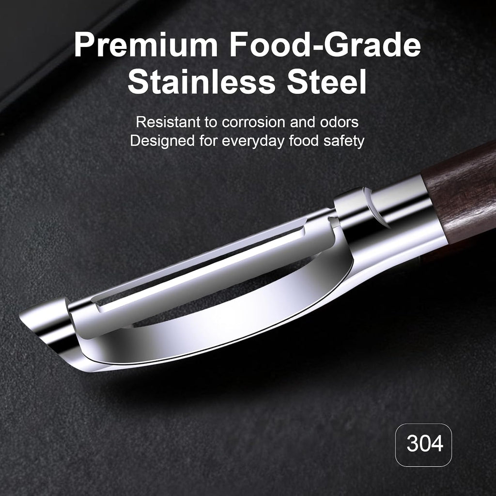 Premium Vegetable Peeler, Stainless Steel Potato Peeler with Ergonomic Wood Handle, Sharp Veggie Peeler for Potatoes