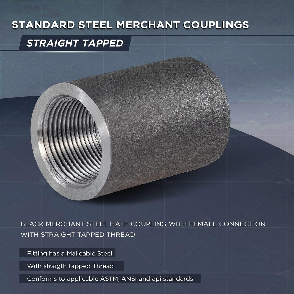 Supply Giant NDCT0300 1" Straight Merchant Steel Coupling With Black Coating