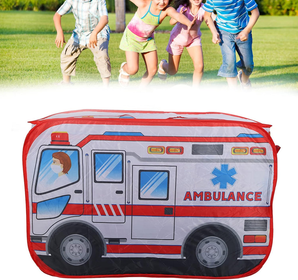 Pop up Play Tent, Foldable Indoor Outdoor Ambulance Playhouse for Toddlers Kids Doctor Patient Games