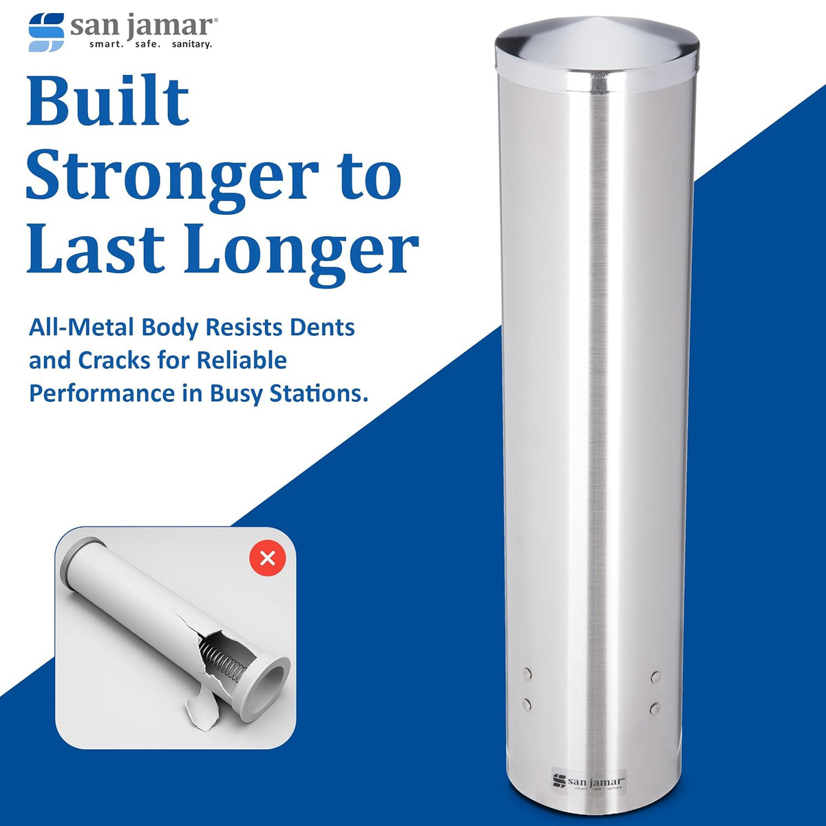 Large Pull-Type Cup Dispenser, 6-12 oz, Stainless Steel