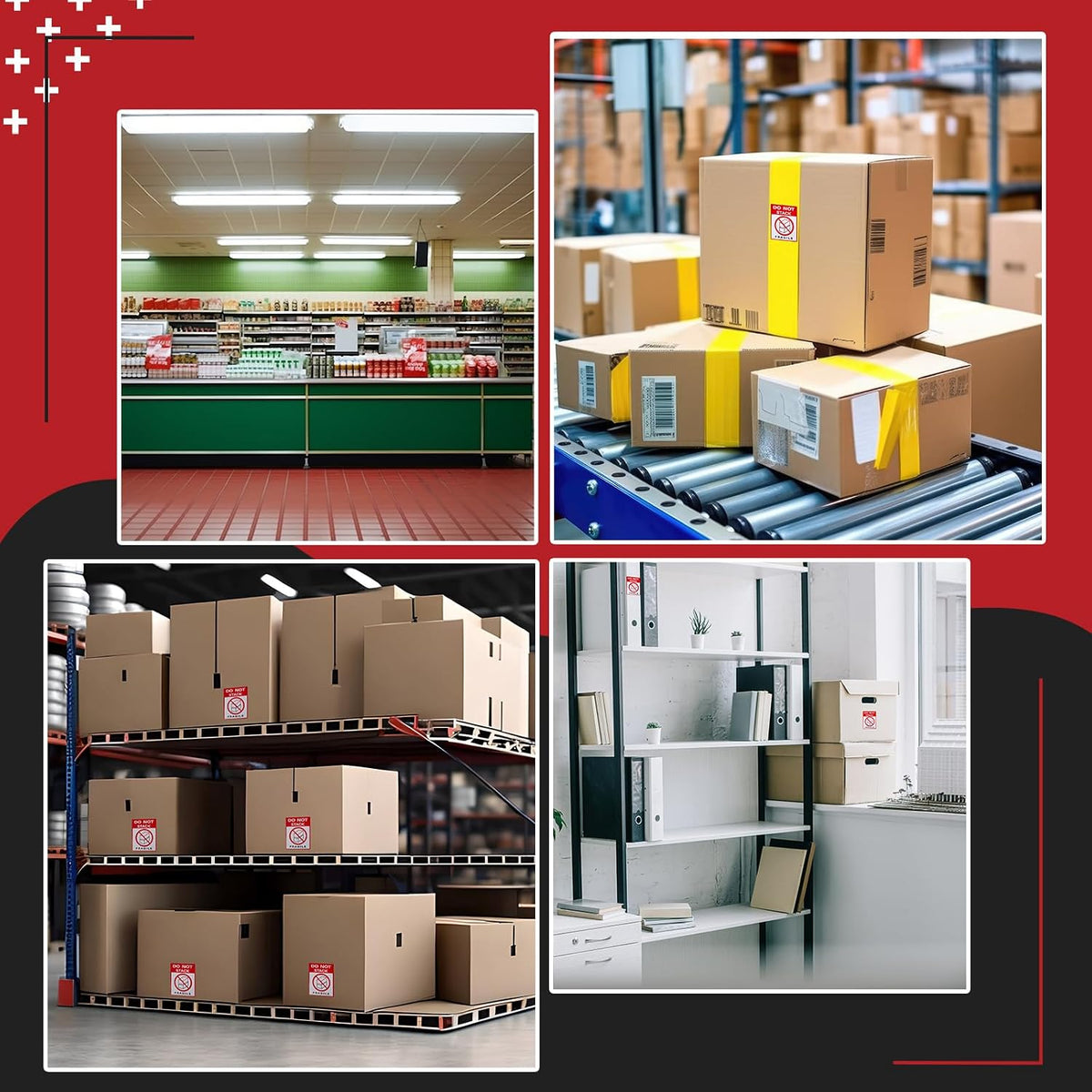 2 Rolls 3" x 4" 1000 Labels Do Not Stack Stickers, Heavy Duty Warning Labels for Shipping Boxes, Fragile Packages &
