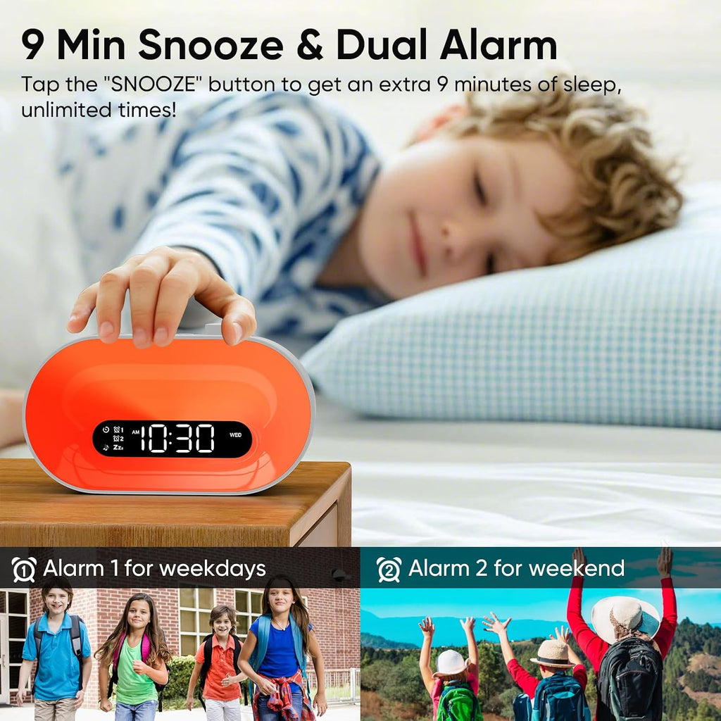 Sunrise Alarm Clock & White Noise Machine, 30 Sounds, Dual Alarms, Dimmable | 14 Night Lights, Sleep Timer, Easy