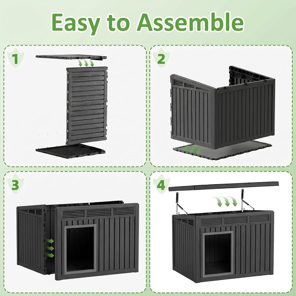 Outdoor Duck House, PP Resin Material with Spacious Interior Poultry Shelter, Gas Strut Opening Top & Shutter Vents