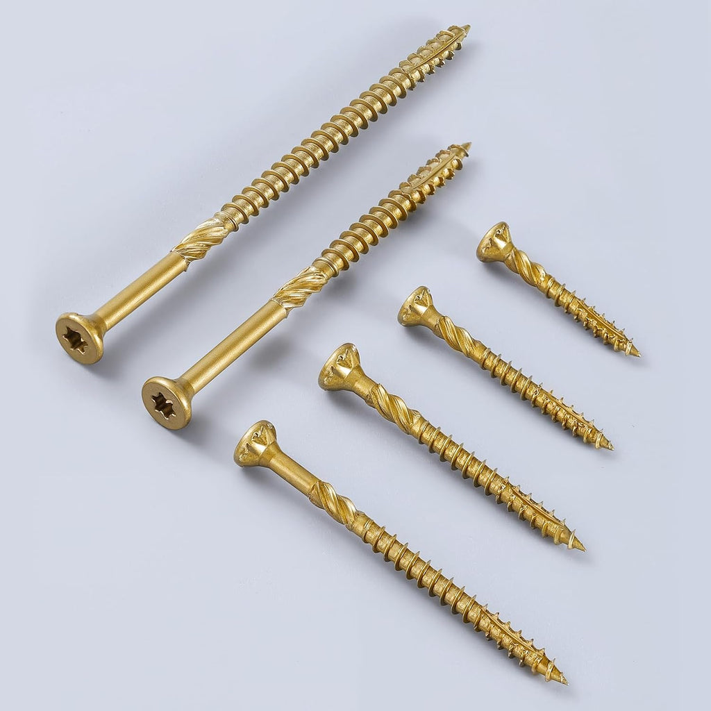 #9 x 2 in Multi-Purpose Wood Deck Screw for Interior and Exterior,Bugle Head,Golden Coated with T25 Bit Star Drive