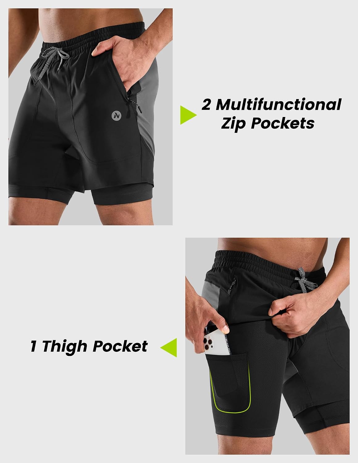 Mens Mountain Bike Shorts 3D Padded MTB Shorts Bicycle Biking Biker Baggy Cycling Shorts with Zipper Pockets