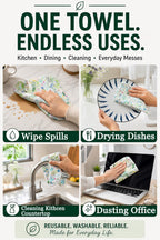 100% Cotton Flannel Reusable Paper Towels - 7 Pack Machine Washable - 3 Layers Extra Absorbent, Zero Waste Soft Cloth