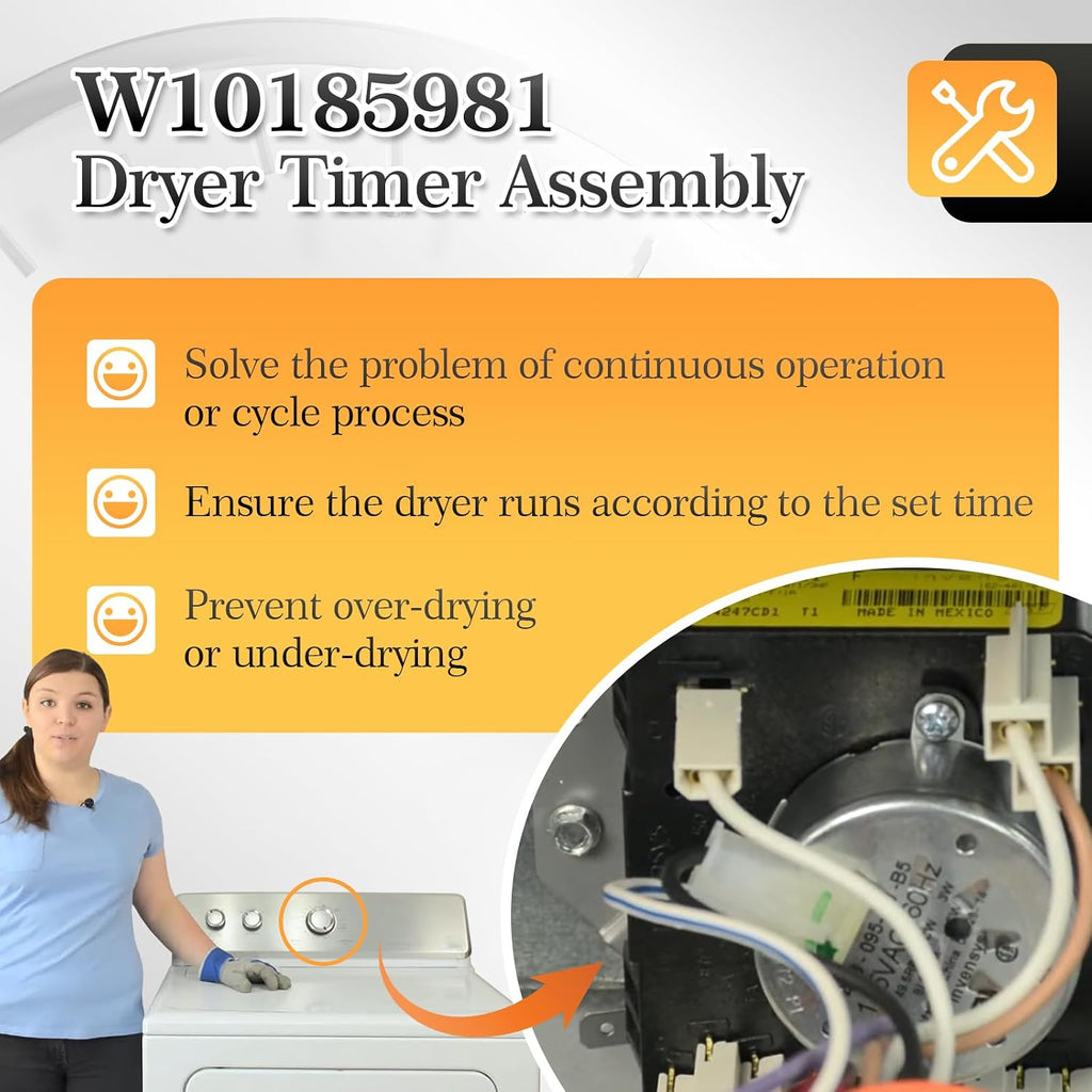 W10185981 WGD4815EW2 MGDC215EW2 MGDC300BW1 WGD4800XQ4 Dryer Timer