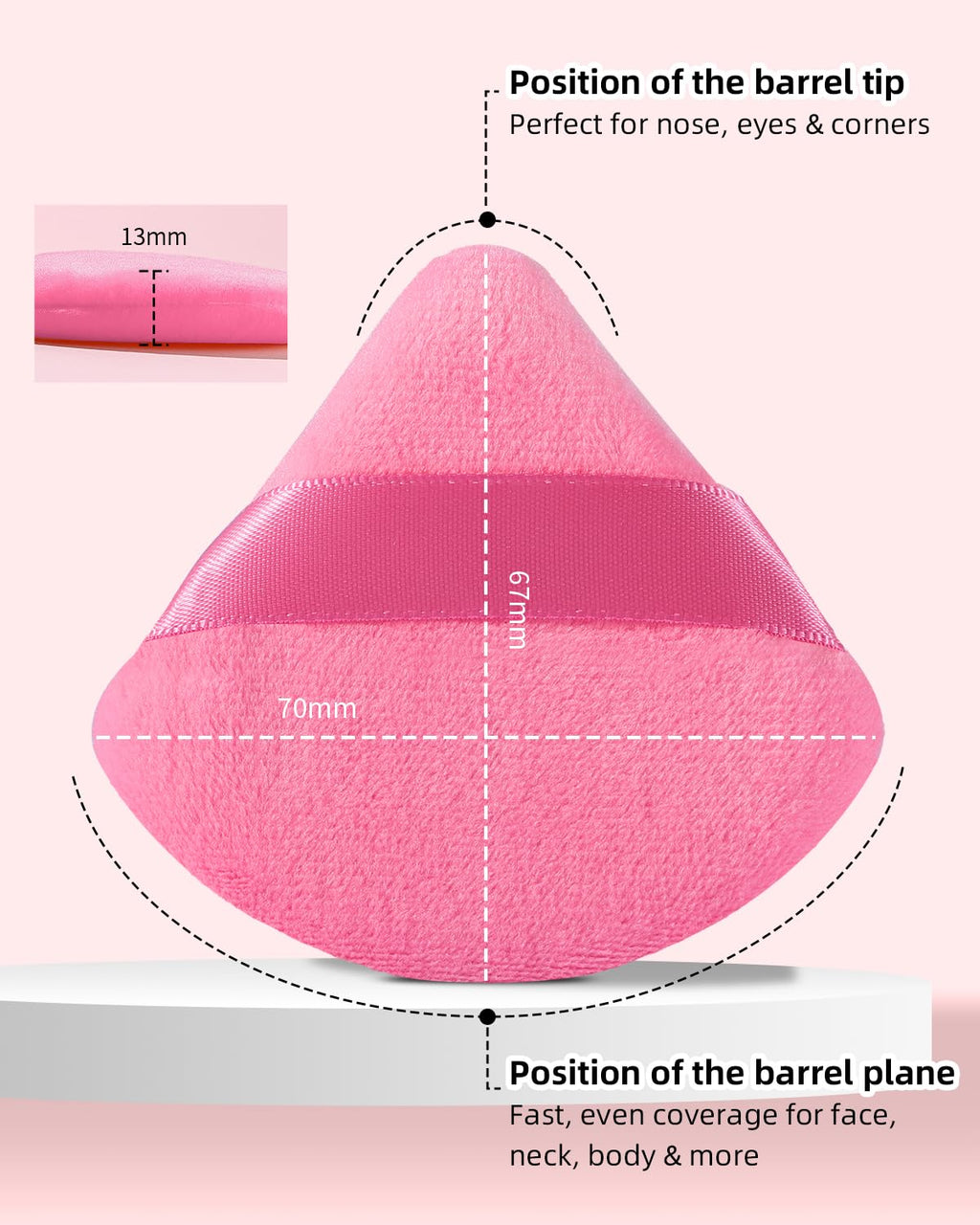 Powder Puff Triangle, Velour Powder Puffs for Loose & Foundation