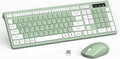 Wireless Keyboard and Mouse Combo Silent for Office and Home(Avocado Green) | 2.4G Full Size Silent Cordless Keyboard