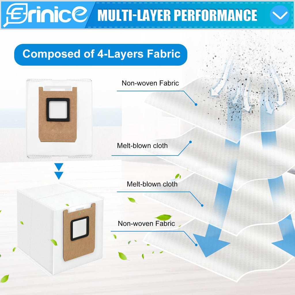 Erinice E25 Omni Dust Bags Replacement for Eufy E28 Omni Robot Dust Bag