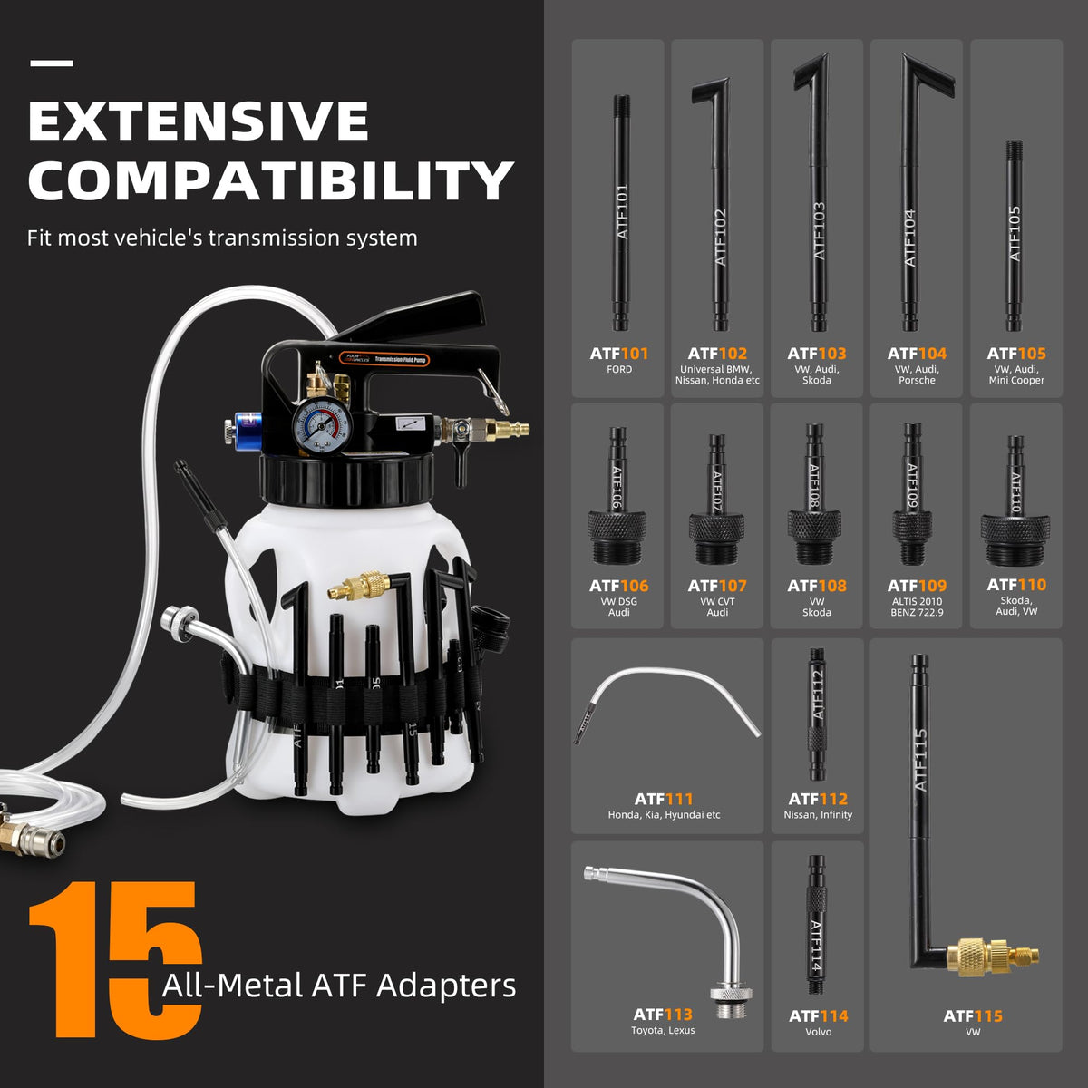 FOUR UNCLES 3L Pneumatic Transmission Fluid Pump with ATF Adapters