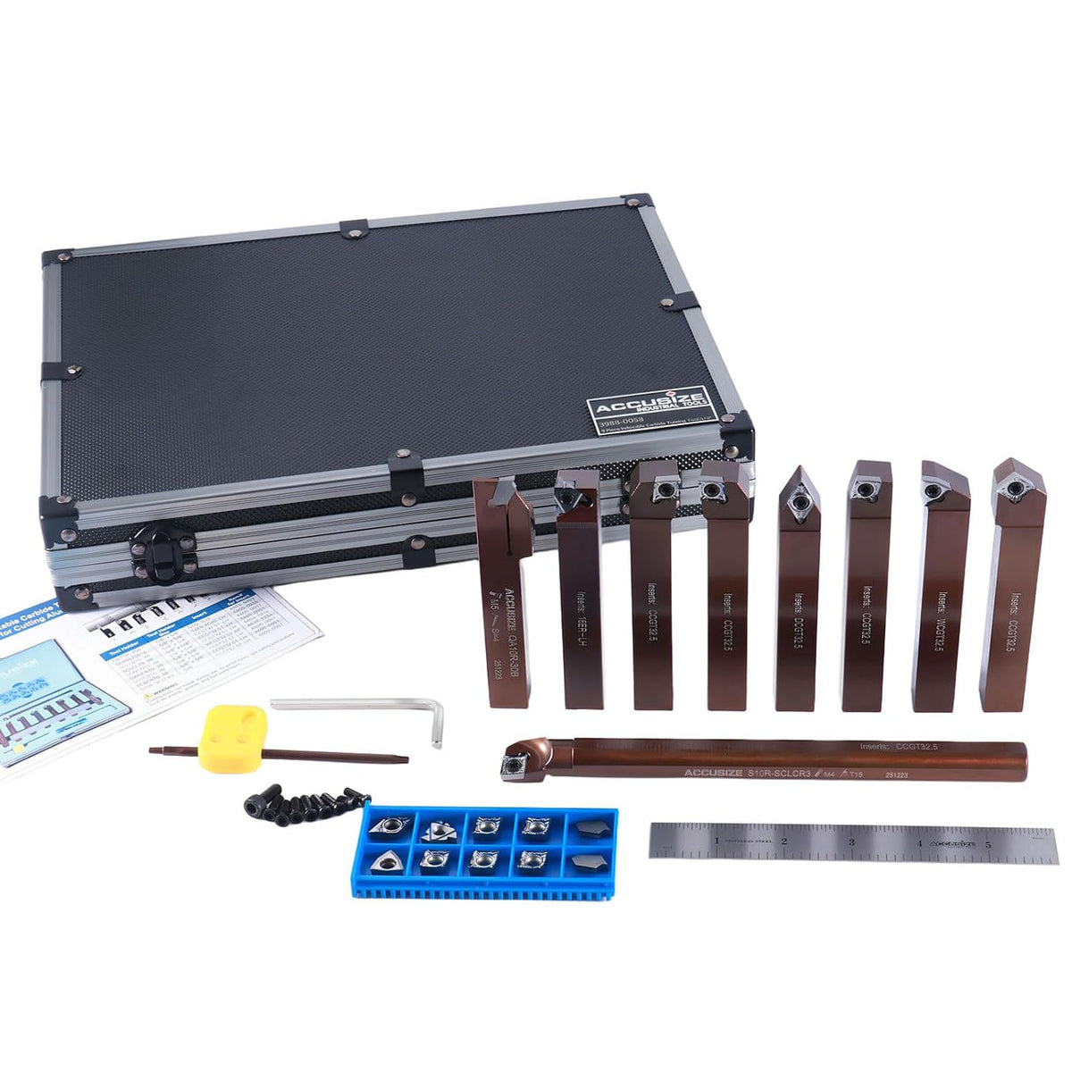 Accusize 5/8 in Shank Indexable Carbide Turning Tool Set, 3988-0058