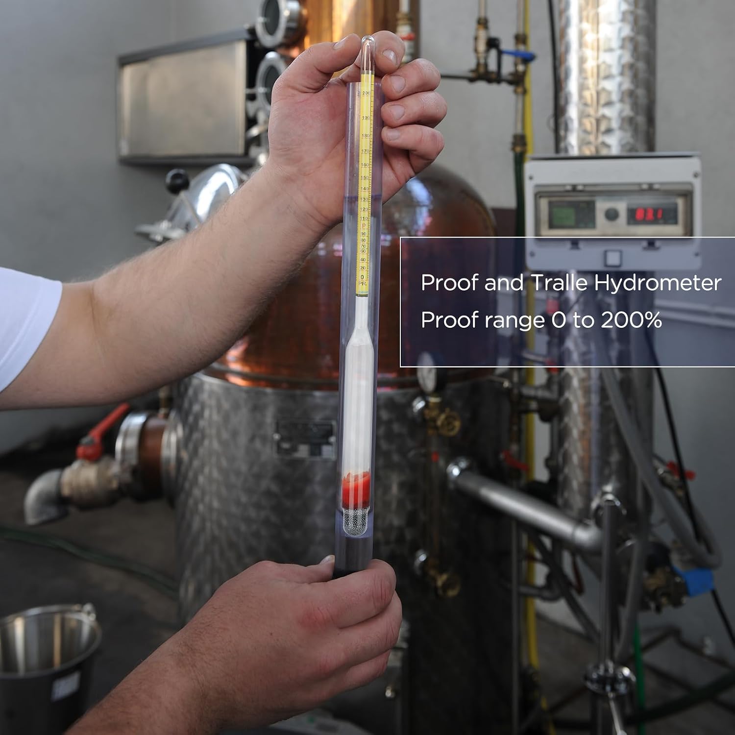 Hydrometer Alcohol Meter Test Kit 0-200 Proof with Glass Cylinder, Brush and Dust Cloth, Distilling Moonshine