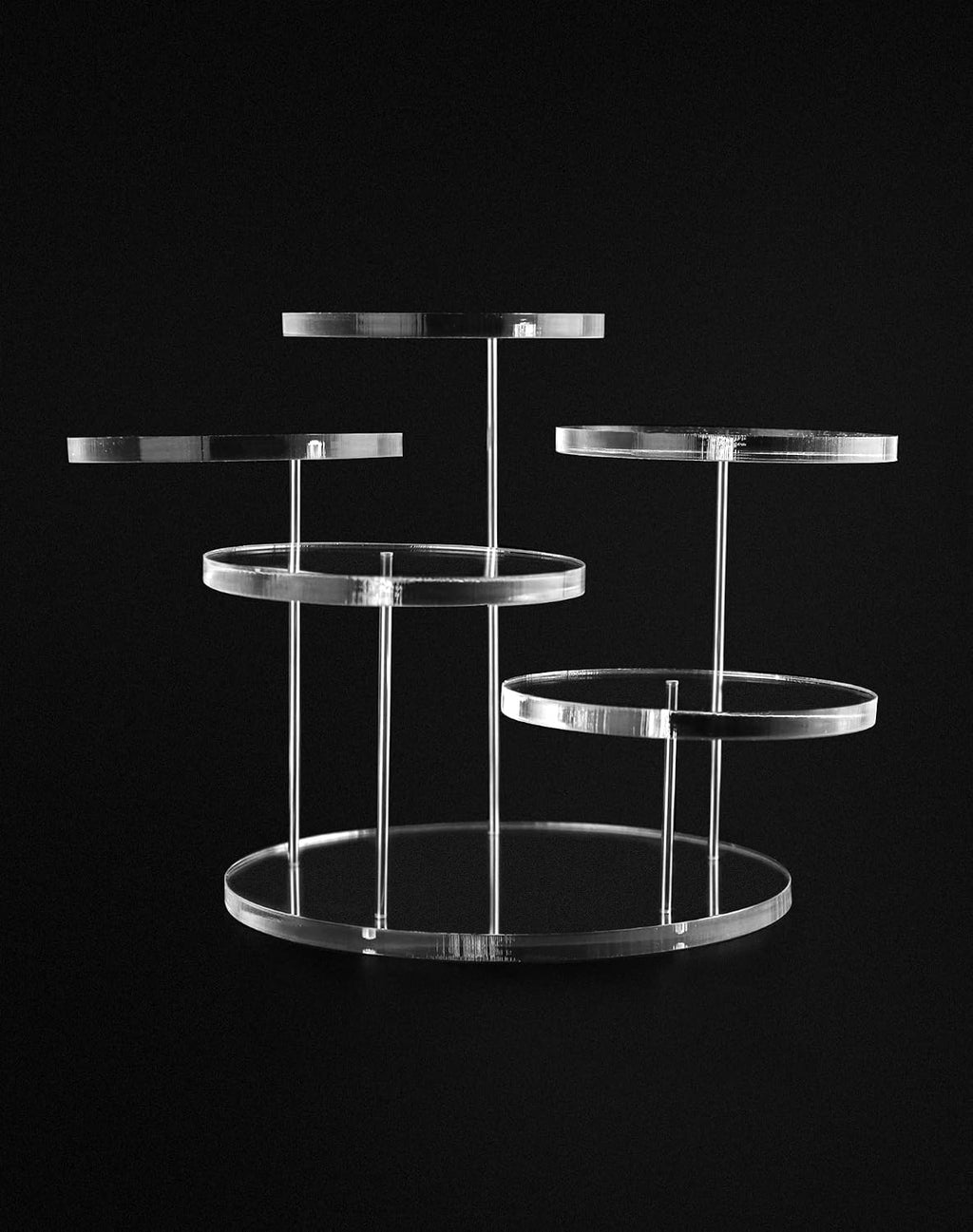 Round Acrylic Products Display Riser Stands, 5 Tier Displaying Risers Display Stands for Rings Earrings and Mini