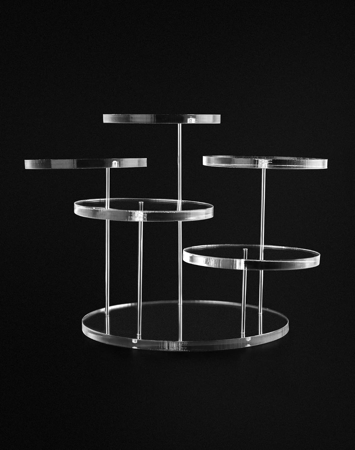 Round Acrylic Products Display Riser Stands, 5 Tier Displaying Risers Display Stands for Rings Earrings and Mini