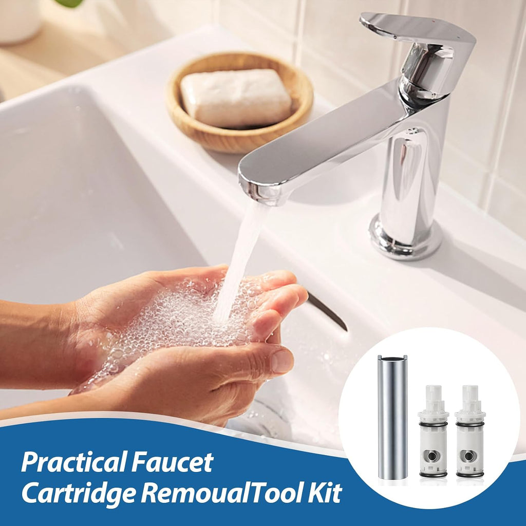 1224 1224B Faucet Cartridge Replacement Kit, Compatible with Moen 1224/1224B/14272, 2 Cartridges + 1 Retainer Removal Tool for Double Handle Tub Shower Valve Repair