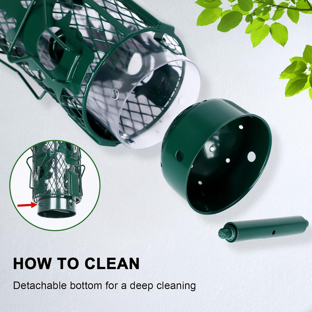 Metal Squirrel Proof Bird Feeders for Outdoors Hanging, Green