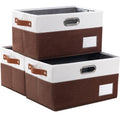 Foldable Storage Bins with Handles [3-Pack] Fabric Collapsible Storage Boxes Baskets Cubes Containers with Handles