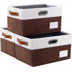 Foldable Storage Bins with Handles [3-Pack] Fabric Collapsible Storage Boxes Baskets Cubes Containers with Handles