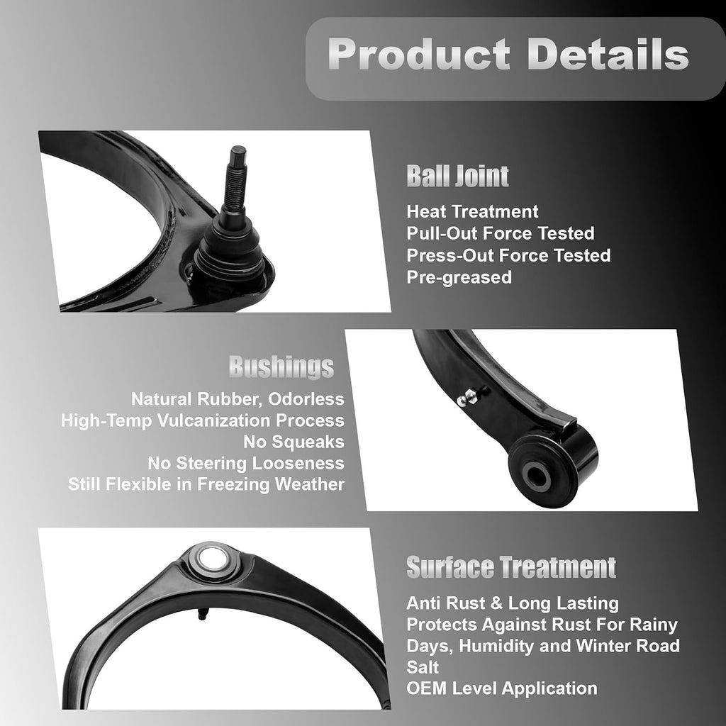 Pidgeotto 2 x Front Upper Control Arms with Ball Joints - Compatible with Dodge Ram 1500 2009-2010, Ram 1500 2011-2018, Ram 1500 Classic 2019-2024, Left & Right Kit