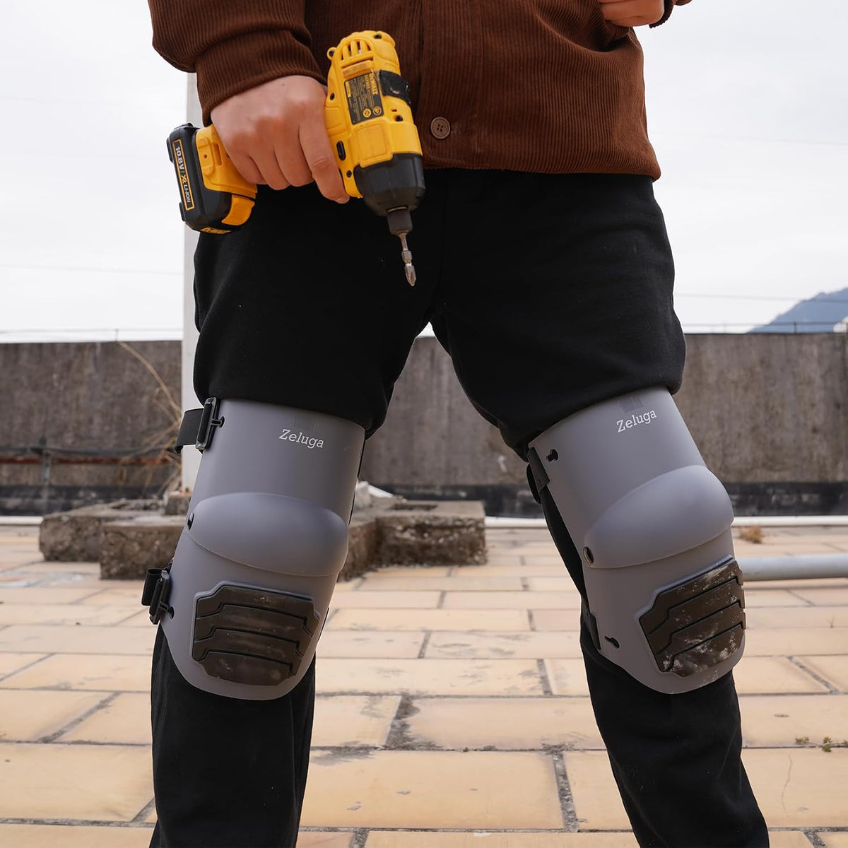 15-396 Heavy Duty Knee Pads with Anti-slip Strong Double Straps, Ultraflex Work Knee Foam Padding Pads, Safety for