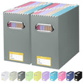 2PK File Organizer Box, Cardboard File Folder Organizer with Handle