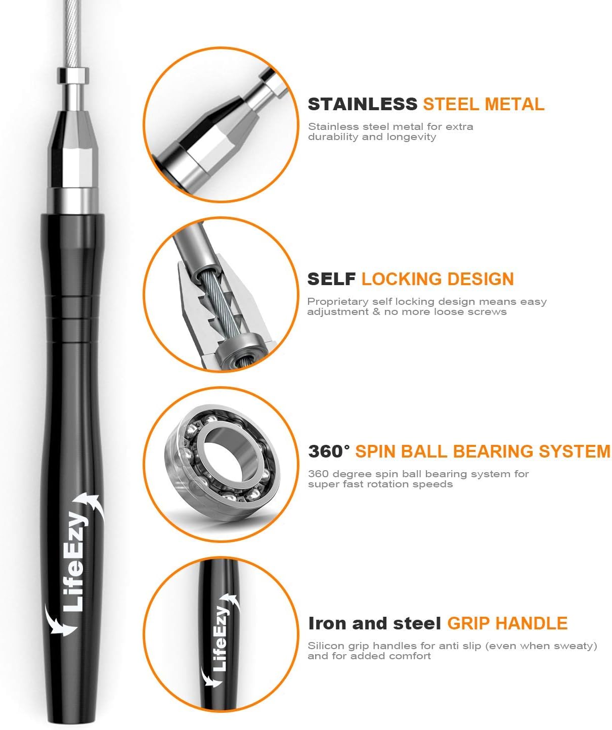 Jump Rope, High Speed Weighted Jump Rope - Premium Quality Tangle-Free - Self-Locking Screw-Free Design - Jump Ropes