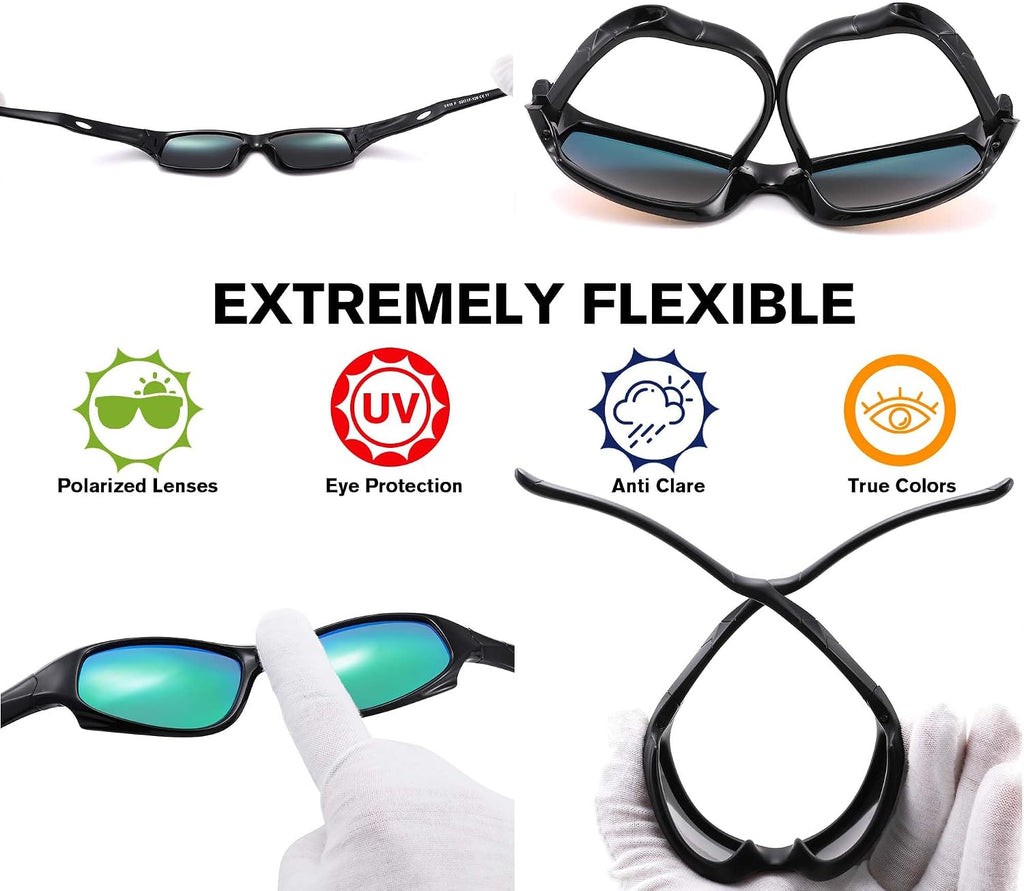 Kids Sunglasses for Boys Girls, Polarized Sports Youth Sunglasses with Strap for Kids Ages Color 3-12