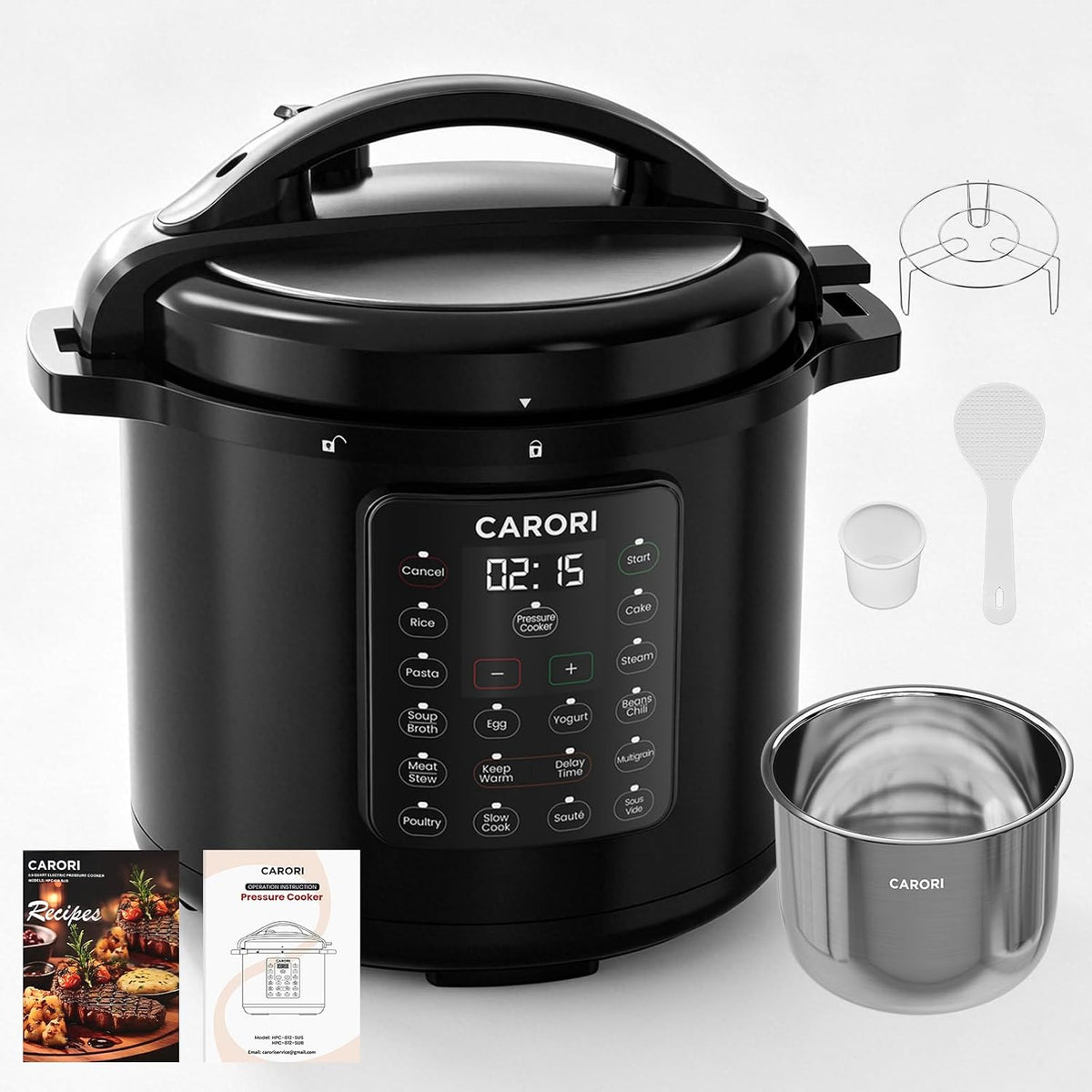 8Qt Electric Pressure Cooker 12-in-1, 1200W Stainless Steel Multi-Cooker, Slow Cook, Rice Cook, Steamer, Sauté