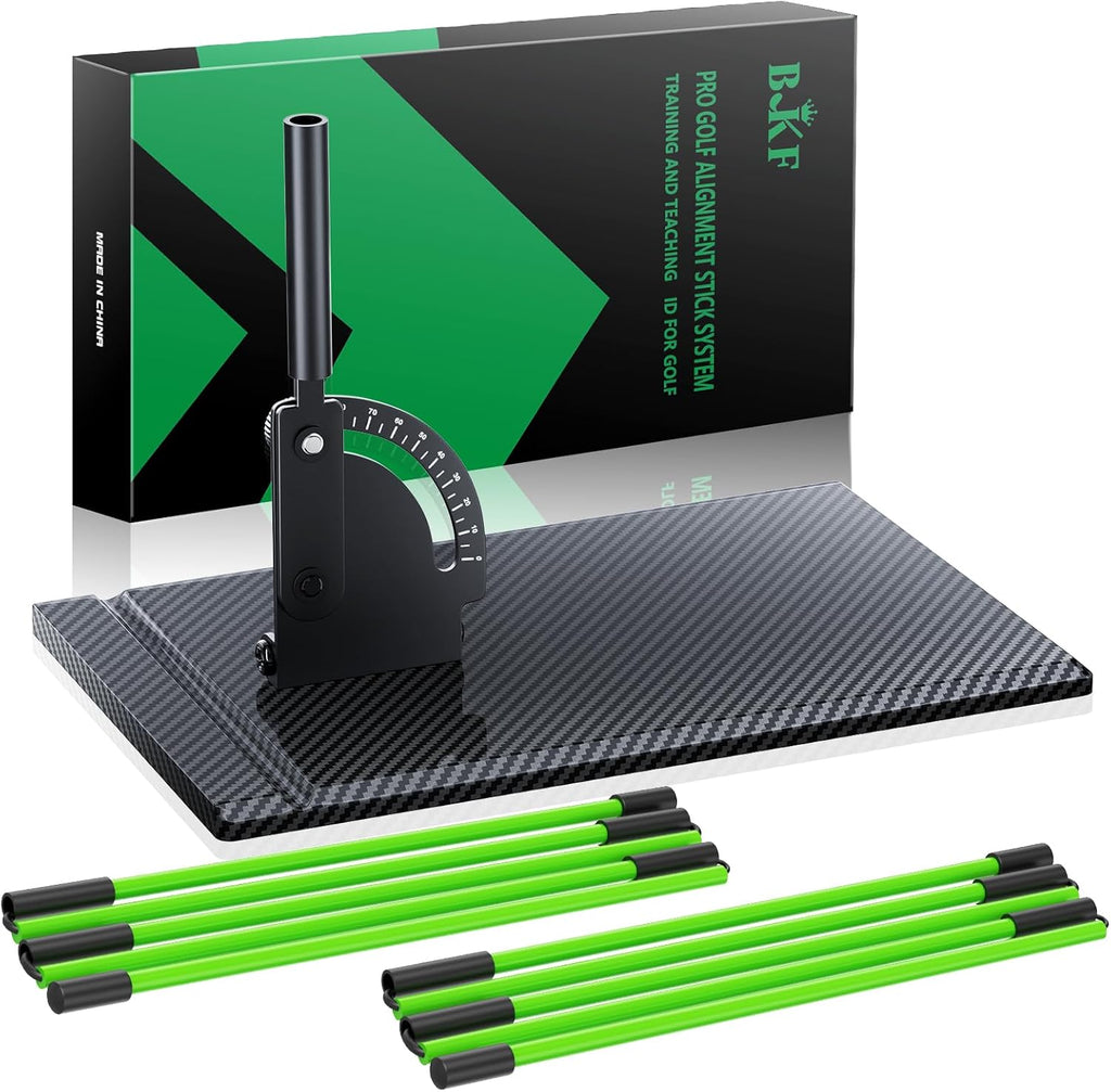 Golf Alignment Sticks and Angle Holder Set with Portable Bag, Golf Swing Trainer, Golf Training Practice Teaching Aid