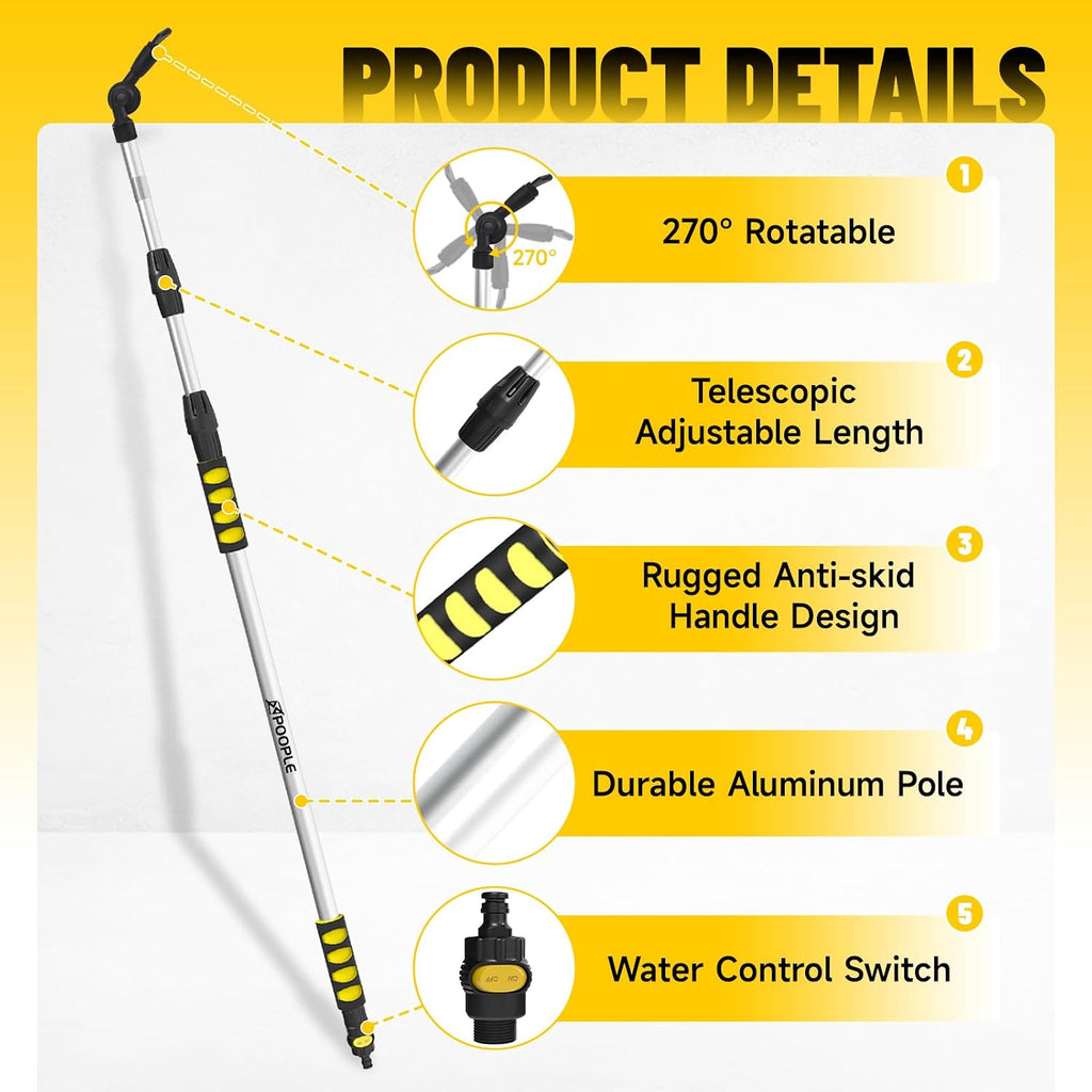 12ft (20ft Reach) Gutter Cleaning Tools from The Ground, Telescoping Rain Gutter Cleaner Tool, 270° Rotatable Gutters