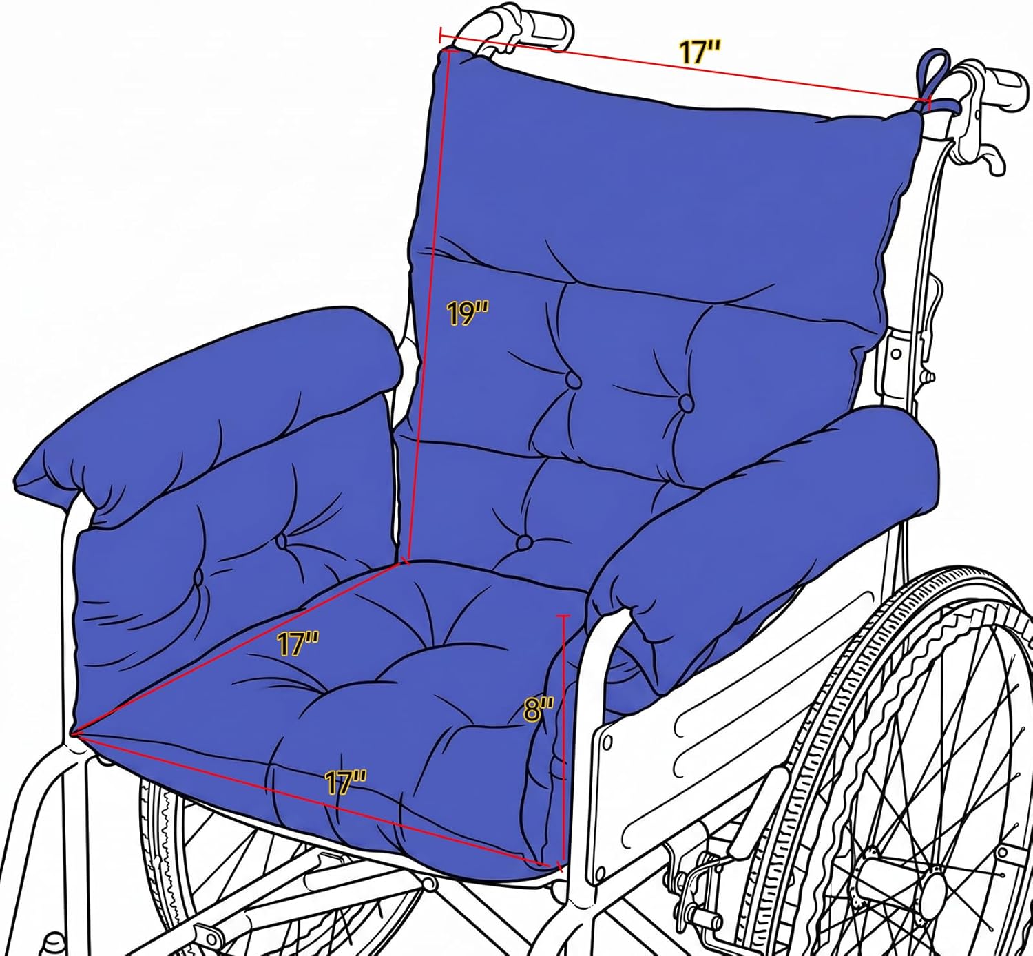 Wheelchair Cushions, Pressure Pain Relief Accessories with Armrest Covers, Supports Coccyx & Back, Non-Slip, Fits
