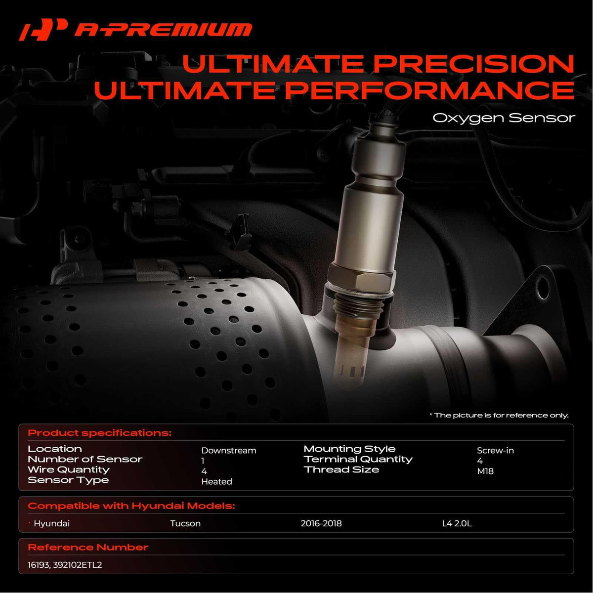 A-Premium Downstream O2 Oxygen Sensor Compatible with Hyundai