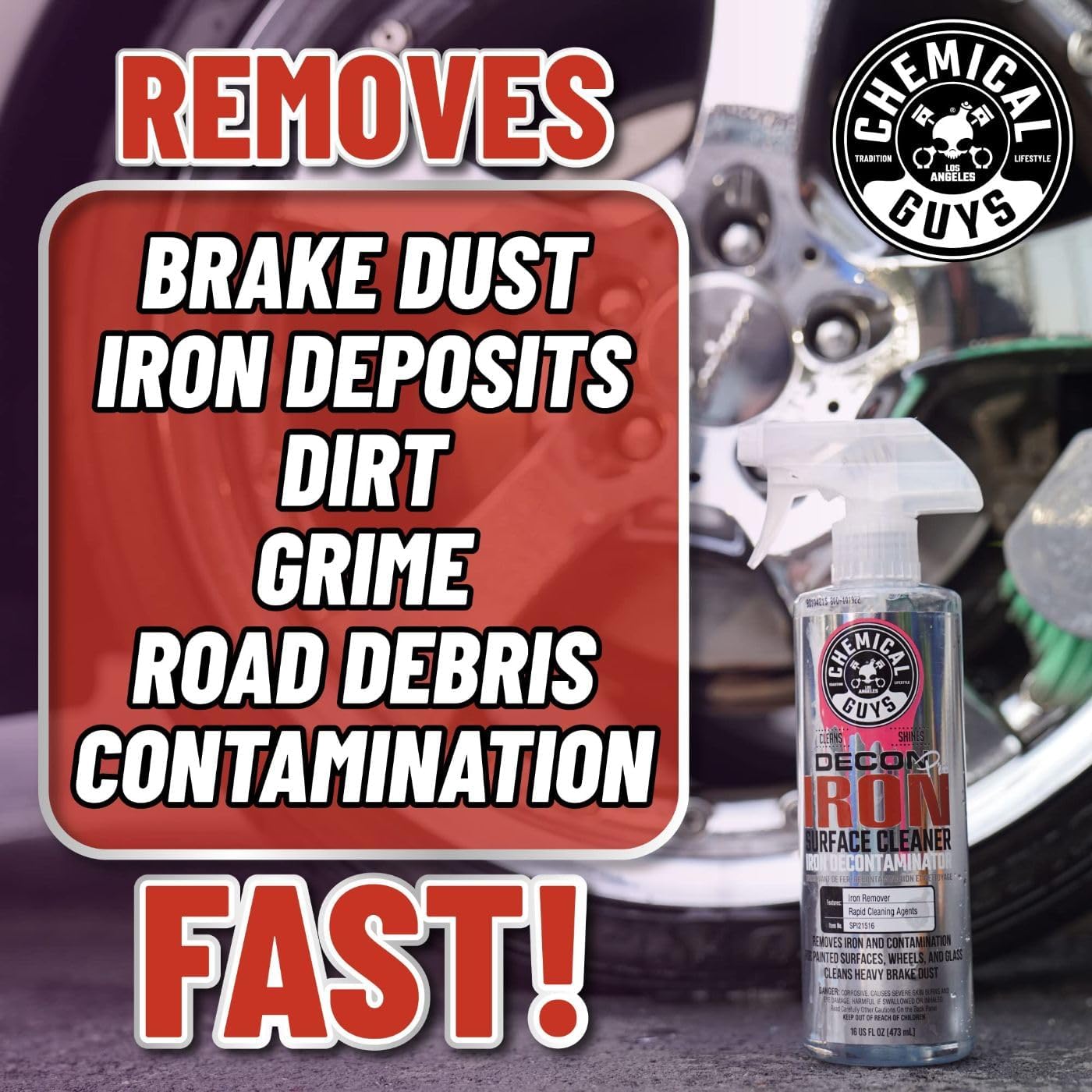 Decon Pro Iron Remover & Wheel Cleaner, Fallout Spray, 16 oz | Dissolves bonded iron, brake dust and fallout on