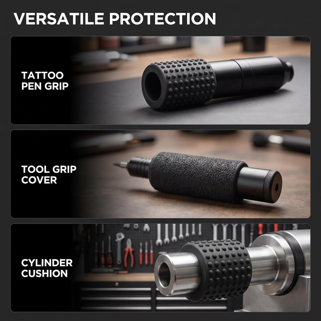 Black Food-Grade Silicone Tattoo Grip Cover - Dia 25x30mm Professional Tattoo Pen Sleeve | Non-Slip Grip Accessories