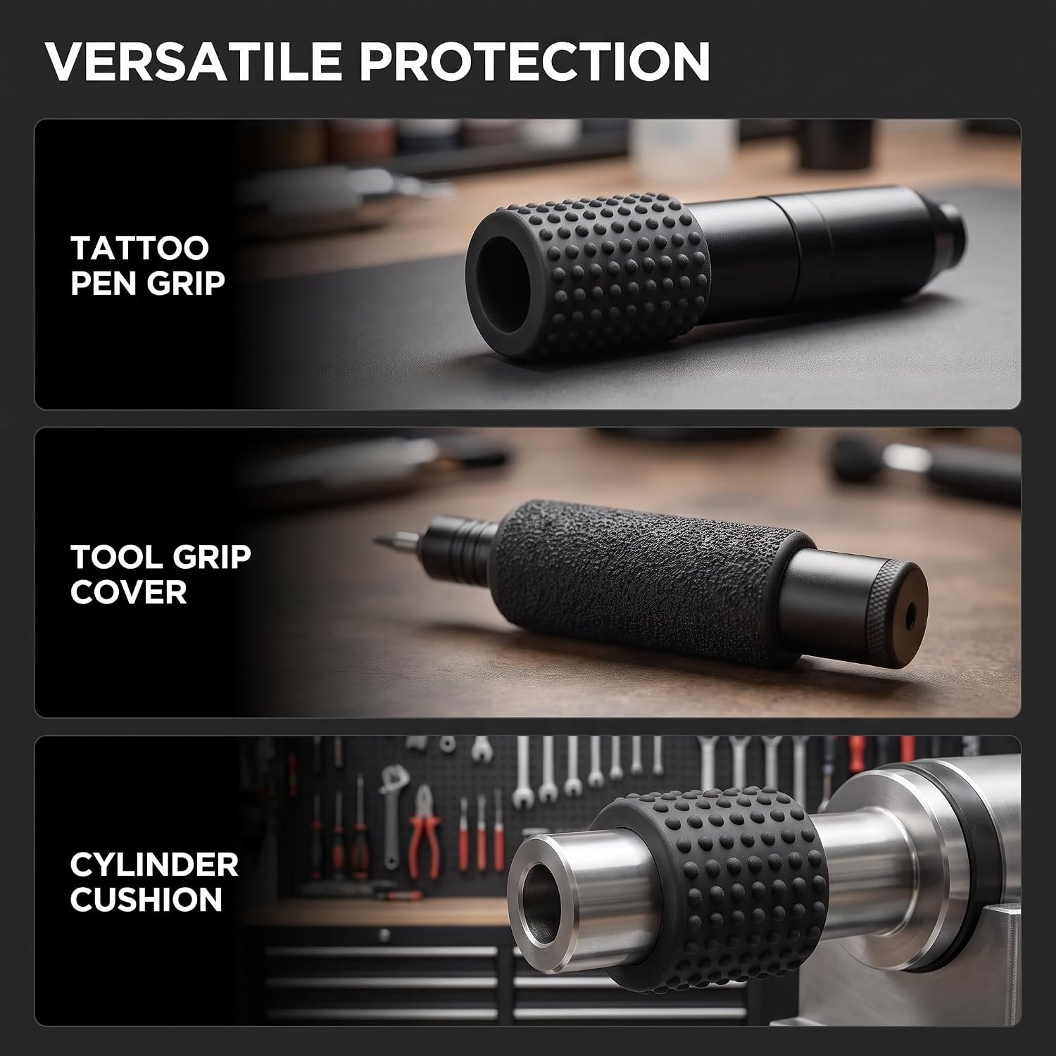 Black Food-Grade Silicone Tattoo Grip Cover - Dia 25x30mm Professional Tattoo Pen Sleeve | Non-Slip Grip Accessories