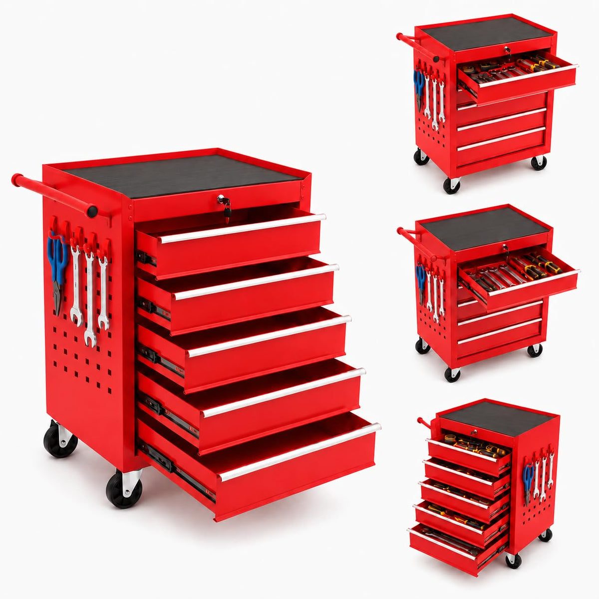 Rolling Tool Chest with Wheels, 5 Drawer Tool Storage Cabinet