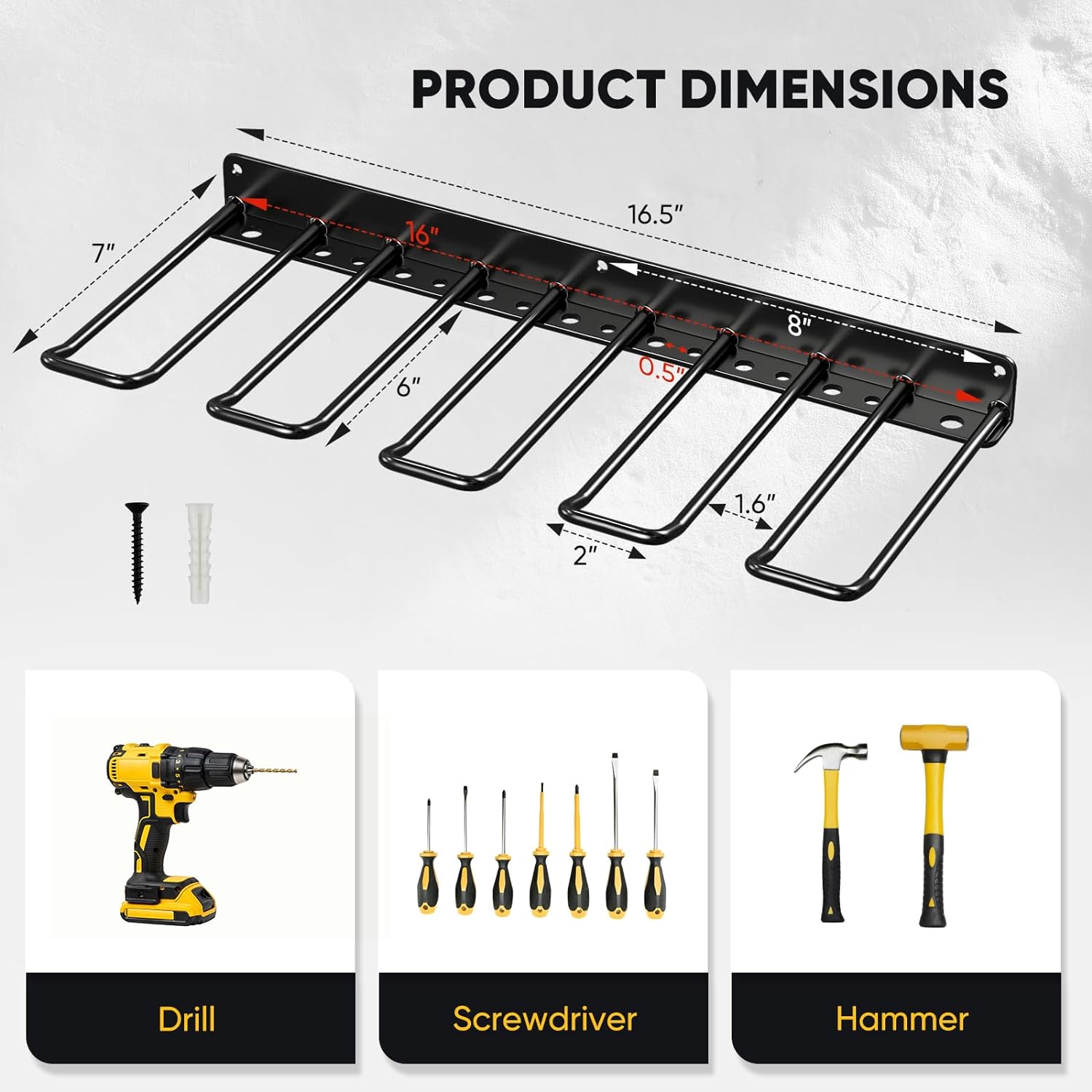 Power Tool Organizer, 4 Drill Holder Wall Mount, Heavy Duty Garage Tool Organizer and Storage, Suitable Tool Rack for