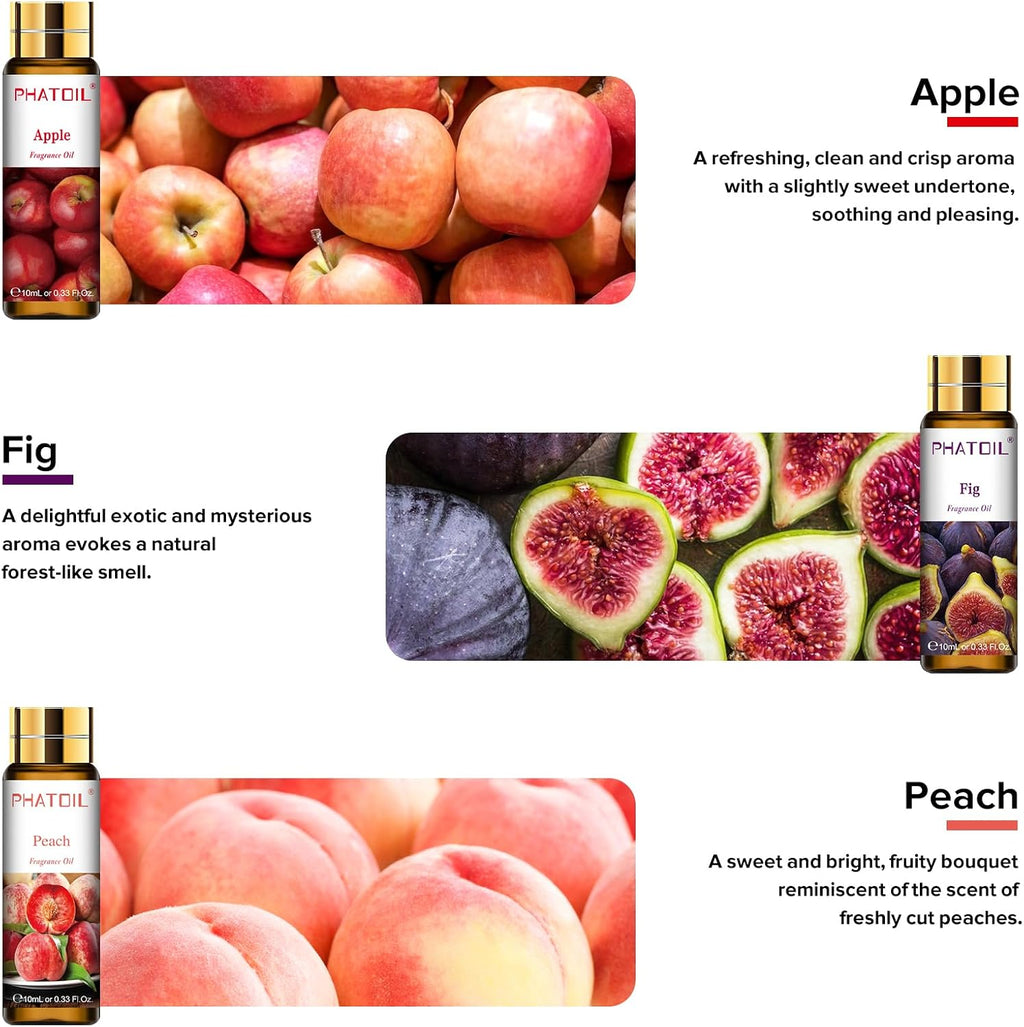 Fruit Fragrance Oil Set for Diffusers for Home, Soap Candle Making | Refresh Space, Aromatherapy, DIY Air Freshener