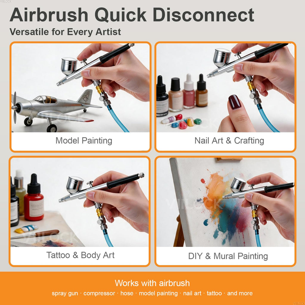 VIILOCK 1/8" BSP Airbrush Quick Release Coupler with Air Flow Control Valve