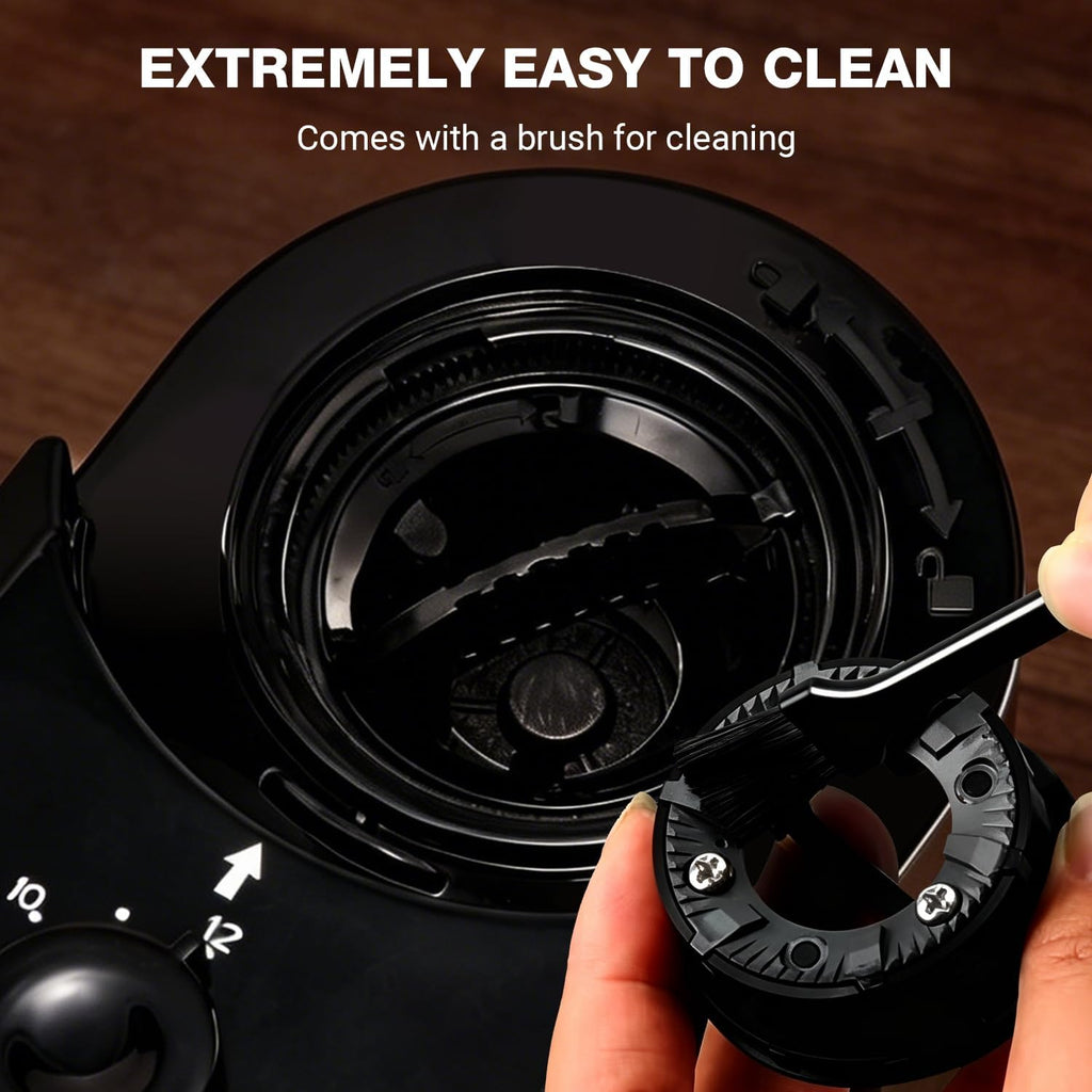 Electric Burr Coffee Grinder with 28 Precise Grind Settings, 2-12 Cup Auto-Stop, Flat Burr Coffee Bean Grinder for