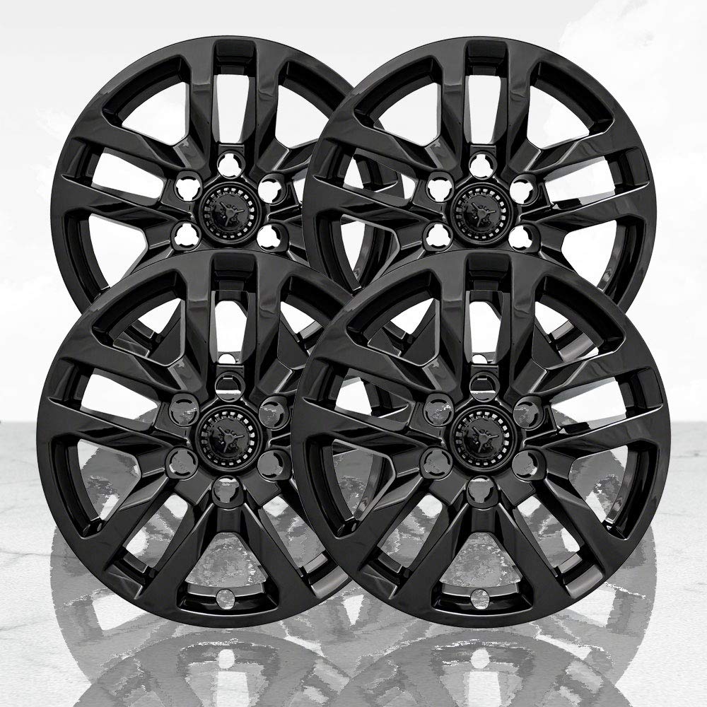 Set of 4 Gloss Black 18" 5 Split Spoke Wheel Skins for 19-22 Silverado 1500
