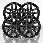 Set of 4 Gloss Black 18" 5 Split Spoke Wheel Skins for 19-22 Silverado 1500