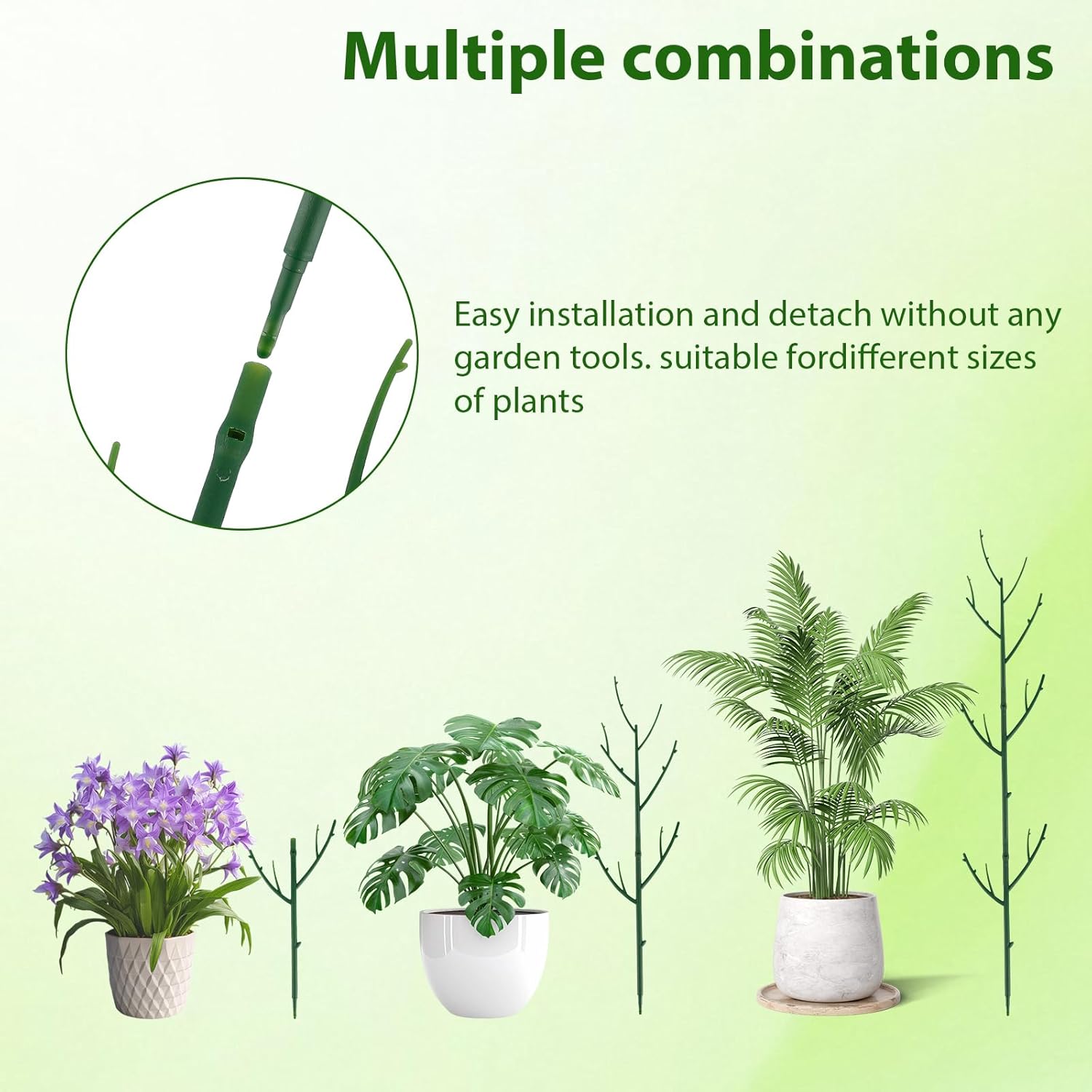 15 Pack Stackable Plant Support Stakes, Garden Trellis for Climbing Plants Indoor and Outdoor Use, Plant Accessories
