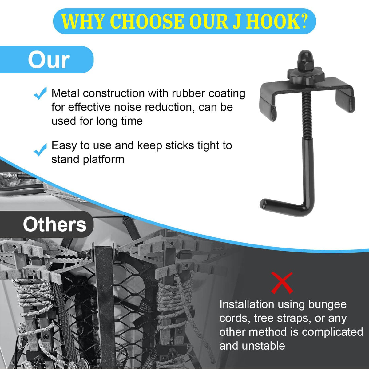 2 Pack J Hook for Attach Climbing Stick
