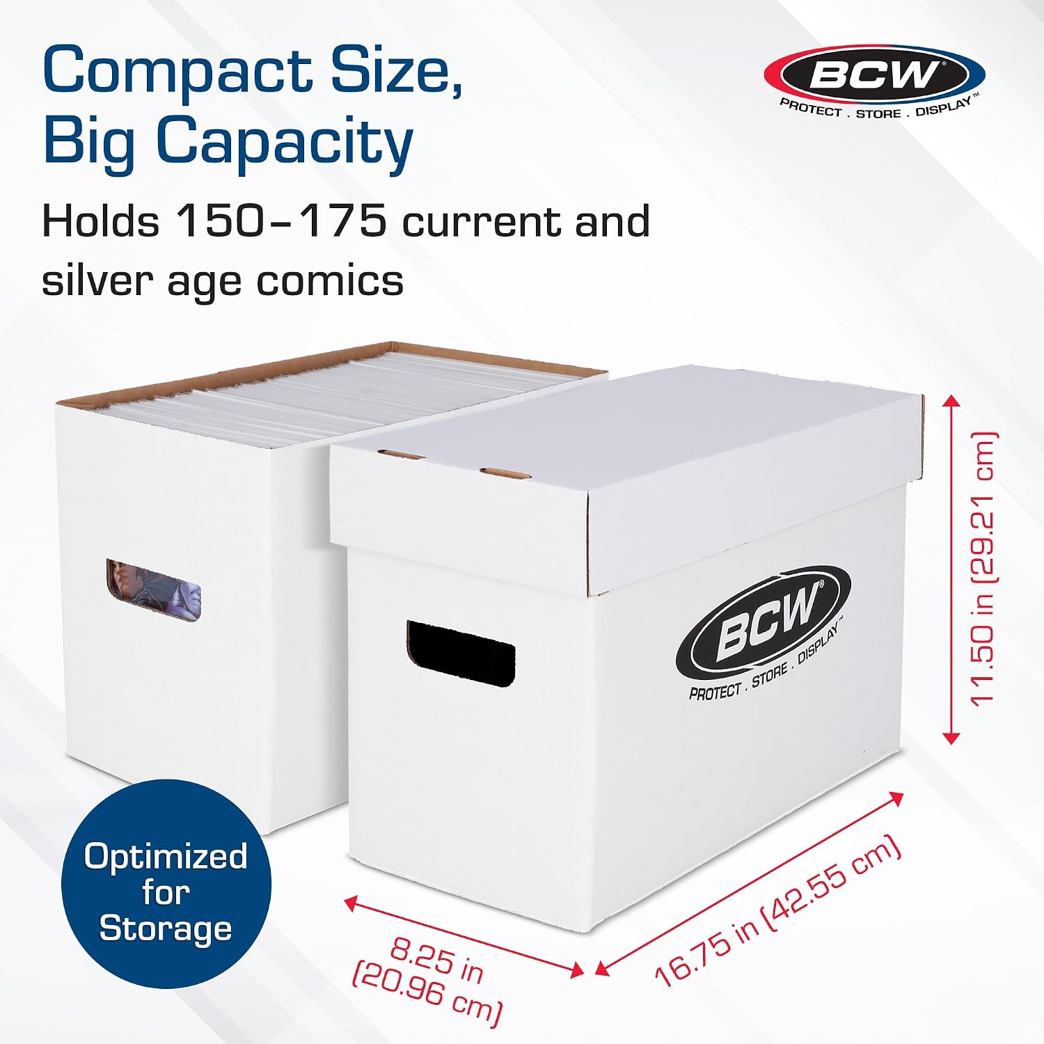 Short Comic Storage Box - 10 Pack | Holds 150-175 Current/Silver Age Comics | Stackable, Durable 200 lb. Strength