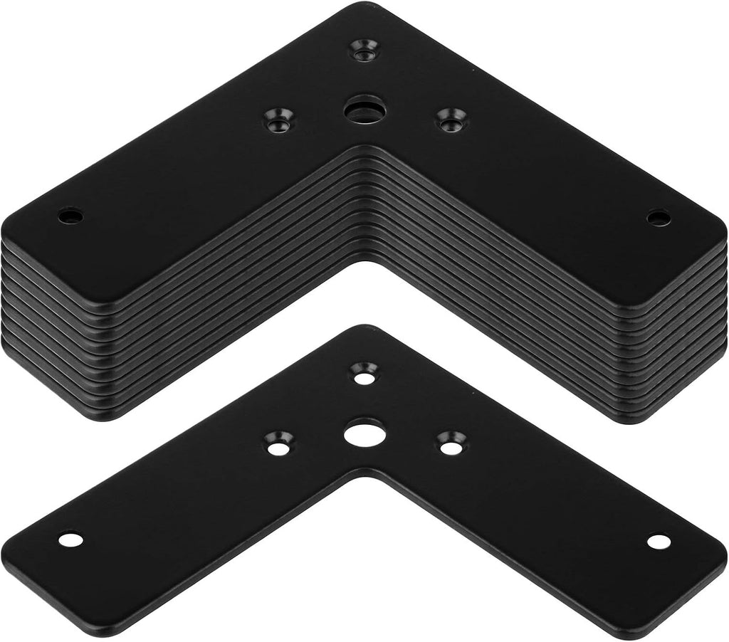 10 Pcs 4"x 4" Flat Corner Brace,L Shaped Mending Plate, Black